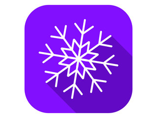 Snowflake flat icon with long shadow. Symbol of cold and winter. Vector illustration