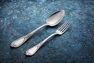 Vintage silver fork and spoon