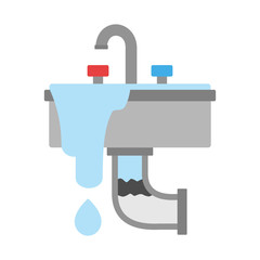 Broken sink with blocked pipe