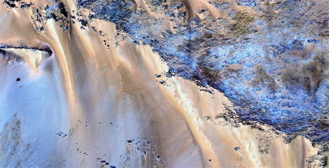 cliffs of the seabed, tribute to Pollock, abstract photography of the deserts of Africa from the air, aerial view, abstract expressionism, contemporary photographic art, abstract naturalism,