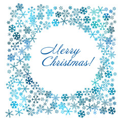 A Blue abstract round frame of a snowflake. Vector illustration