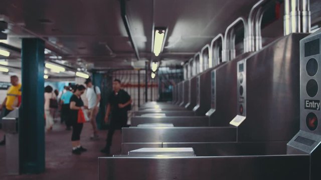 Young tourist with a ticket in the subway