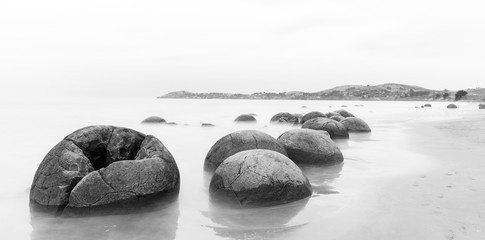 Moeraki boulders on an overcast day