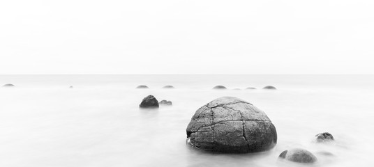 Moeraki boulders on an overcast day