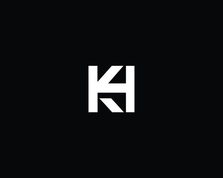 Trendy and Minimalist Letter KH HK Logo Design in Black and White Color , Initial Based Alphabet Icon Logo