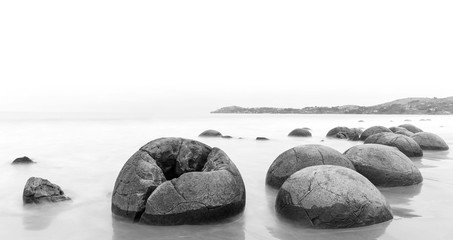 Moeraki boulders on an overcast day