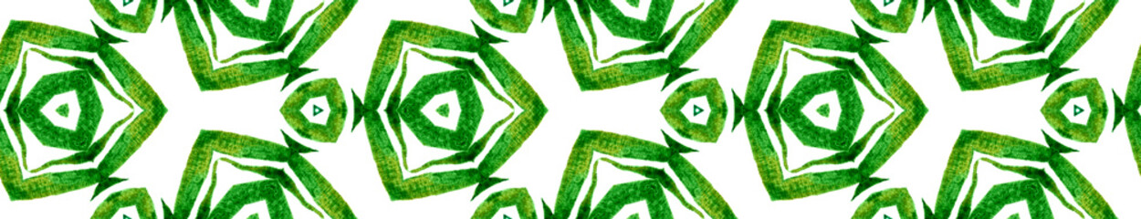 Green tropical Seamless Border Scroll. Geometric W
