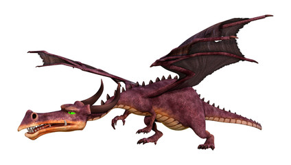 3D Rendering Fairy Tale Dragon on White