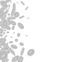 European Union Euro coins falling. Scattered black