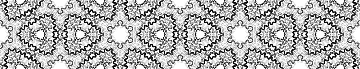 Dark black and white Seamless Border Scroll. Geome