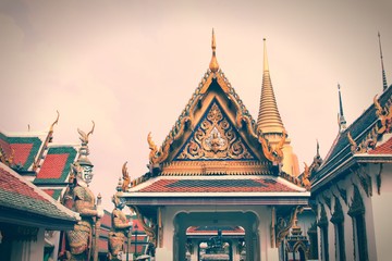 Fototapeta premium Grand Palace, Bangkok. Retro filtered colors style.
