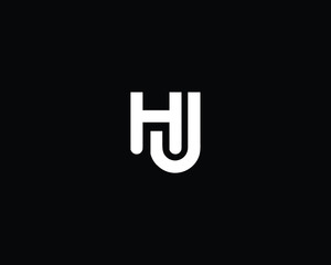 Trendy and Minimalist Letter HJ  Logo Design in Black and White Color , Initial Based Alphabet Icon Logo