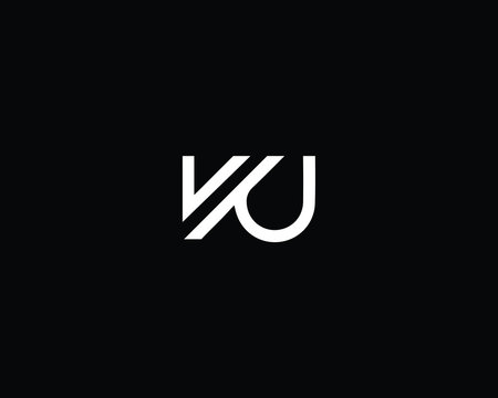 Trendy and Minimalist Letter VU Logo Design in Black and White Color , Initial Based Alphabet Icon Logo