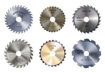 Circular saw blades, isolated metal toothed disks