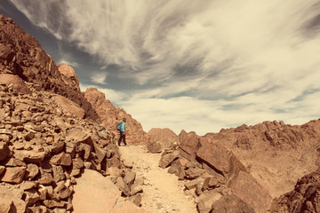 Mountain in arid Sinai desert Egypt Africa