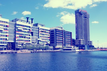 Melbourne. Retro filtered colors style.