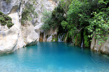 ke with blue water in Goynuk canyon, Kemer,  Turkey