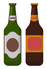 Bottle of alcohol drink, element of celebration party, toast symbol. Alcoholic beverage cognac and wine or champagne and rum, ale or gin, whiskey, pub object, entertainment strong drinks vector