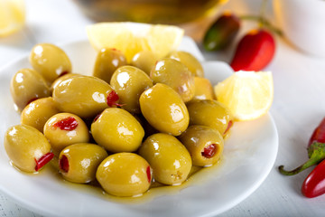 green olives in a bowl