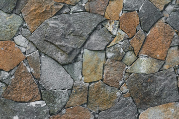 Wall of stones. Abstract background, texture. Stone floor, walkway surface. Grunge backdrop. 