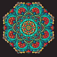 Vector round abstract circle. Mandala style. Decorative element, colored circular design element.