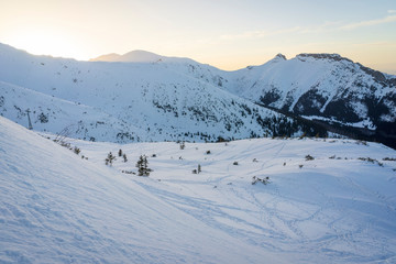 Fototapeta na wymiar Western Tatras in the winter. View of Giewont.