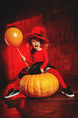 screaming cheerful girl with a ball