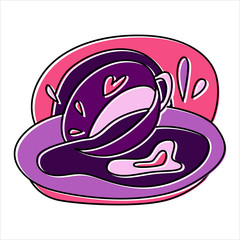 Fortune telling, divination isolated elements of coffee cup for mystic sphere of activity, shop. Witch store. Idea for esoteric, occult, website. Furtive telling, witchcraft icons vector illustrations