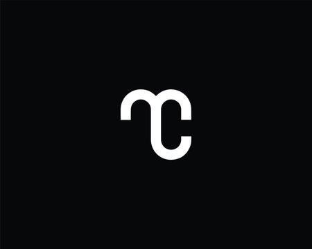 Trendy and Minimalist Letter MC CM Logo Design in Black and White Color , Initial Based Alphabet Icon Logo