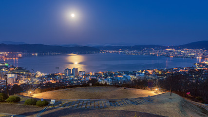 長野県・諏訪市 春の立石公園からの夜景