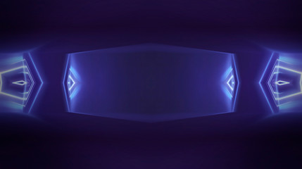 Empty stage background in purple color, spotlights, neon rays. Abstract background of neon lines and rays. Abstract background with lines and glow. Empty stage the reflection of neon lights