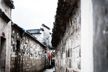 Fototapeta na wymiar A rainy day in Hong Cun village, An Hui, China