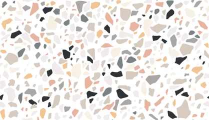 Photo sur Plexiglas Blanc Texture de terrazzo de vecteur. Modèle sans couture abstrait de surface moderne. Fond de granit.