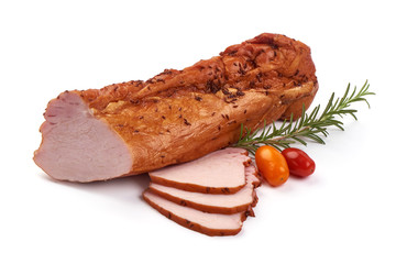 Smoked Pork Loin, isolated on white background