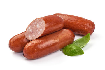 Oktoberfest Smoked pork Sausages, isolated on white background
