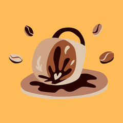 Fortune telling and divination isolated elements of coffee cup for a mystic sphere of activity, shop. Witch store. Idea for  esoteric, occult books, presentation. Furtive telling. 