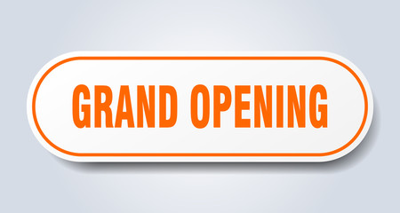 grand opening sign. grand opening rounded orange sticker. grand opening