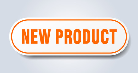 new product sign. new product rounded orange sticker. new product