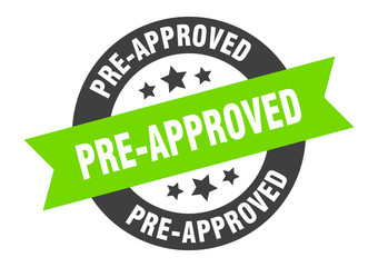 pre-approved sign. pre-approved black-green round ribbon sticker