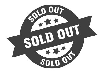 sold out sign. sold out black round ribbon sticker