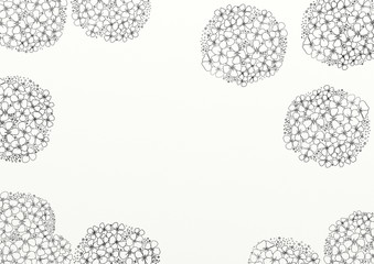 Black and white illustration of hydrangea