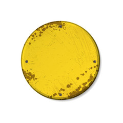 Fototapeta premium Grunge yellow circle board frame isolated on white background