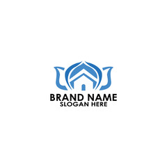 logo real estate with flower vector design
