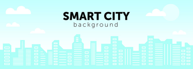 smart city. Illustration of city buildings silhouettes and colors, vector illustration.