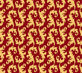 Fototapeta premium seamless pattern with golden leaves on purple background