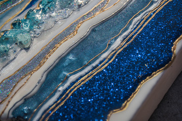 blue resin geode abstract art