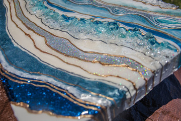 blue resin geode abstract art