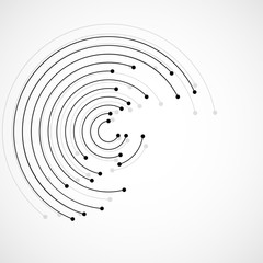 Vector technology connection logo, abstract sign of line and dots