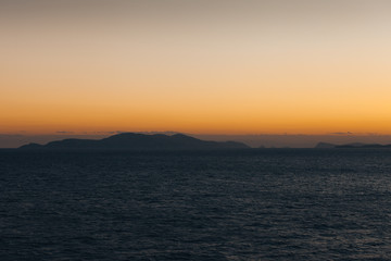 Golden hour at sunset over the islands of the Saronic Gulf, Greece