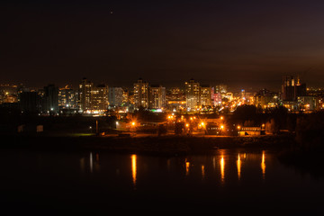 view of the night city of Novokuznetsk